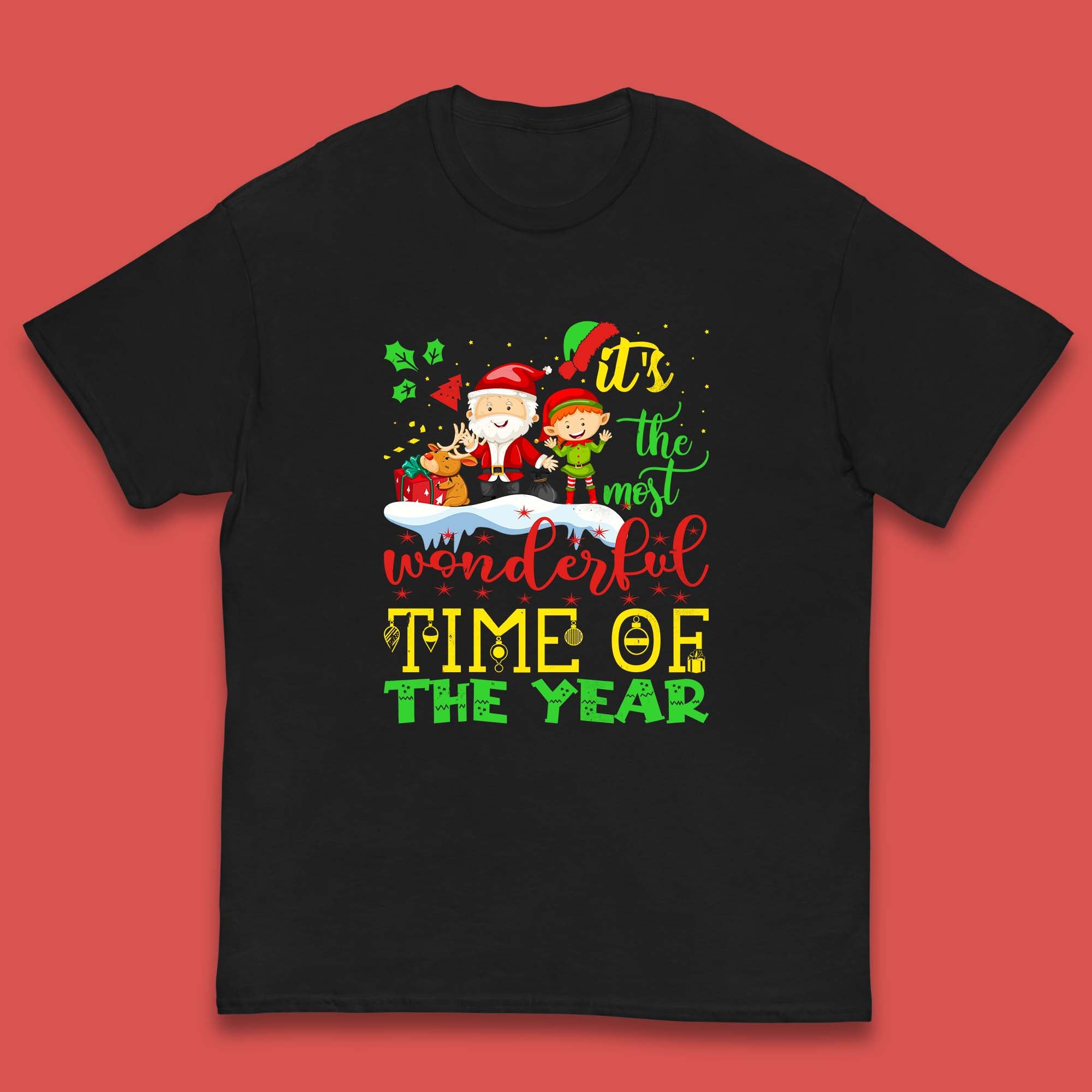 Christmas Santa, Reindeer & Elf Kids T Shirt 100