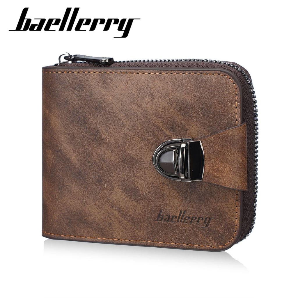 Men's Retro Multifunctional Short Wallet with Buckle and Zipper Coin Purse