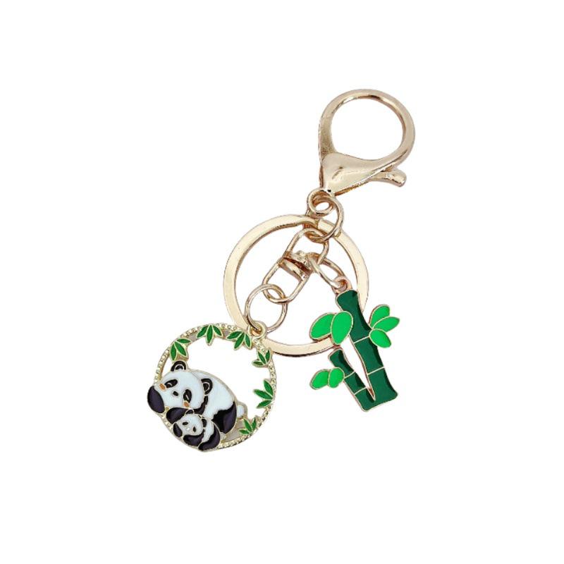 Cartoon Panda Bamboo Keychain Pendant - Cute School Bag Accessory and Creative Gift for Students