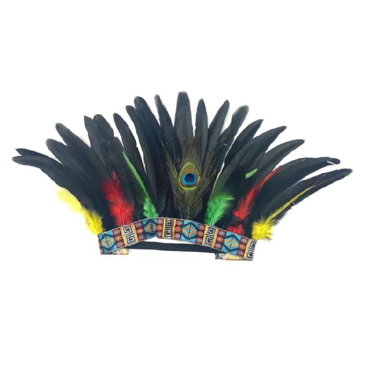 Natives American Costume Hairband for Carnivals Party Festival Props Feathered Hairband Indian Hairhoop Cosplay Headwear