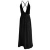 Women's European And American Fashion Sexy Solid Color Deep V Bandage Strapless Back Waist Split Bohemian Chiffon Sleeveless Dress
