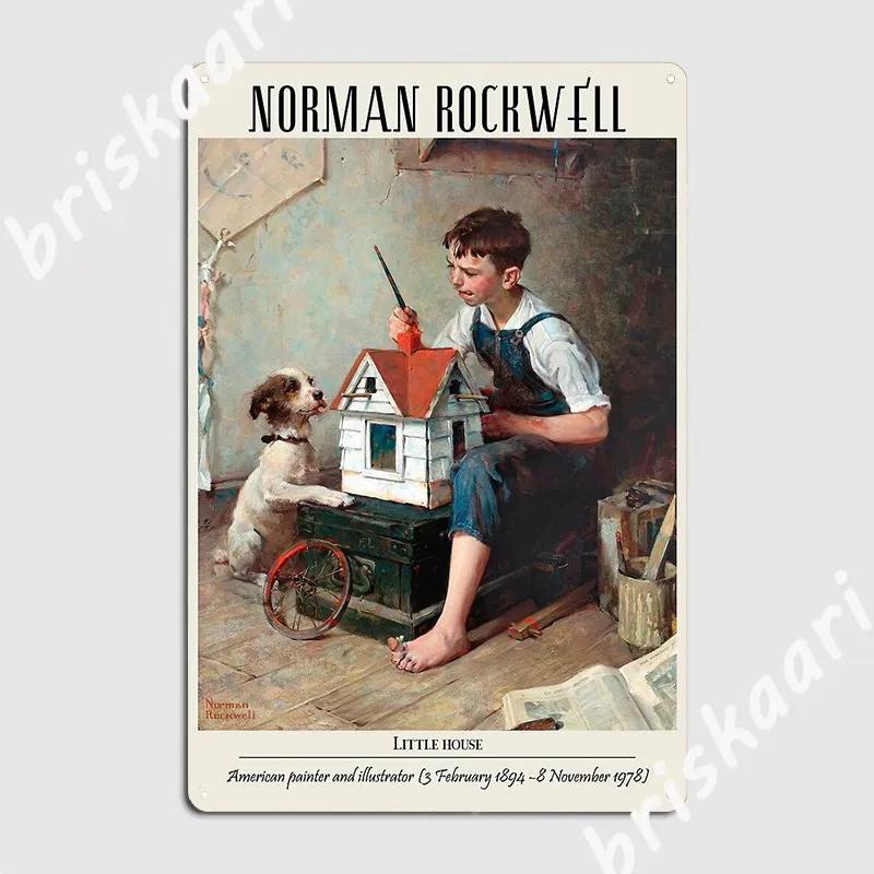 Винтажный плакат Нормана Роквелла Маленький домик Металлическая вывеска Картина Декор Гараж Клуб Пользовательский Клуб Жестяная вывеска Плакат 20x30cm