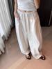 Women's Linen Cotton Casual Pants - 2026 Summer Elastic Waist Drawstring Long Straight Leg