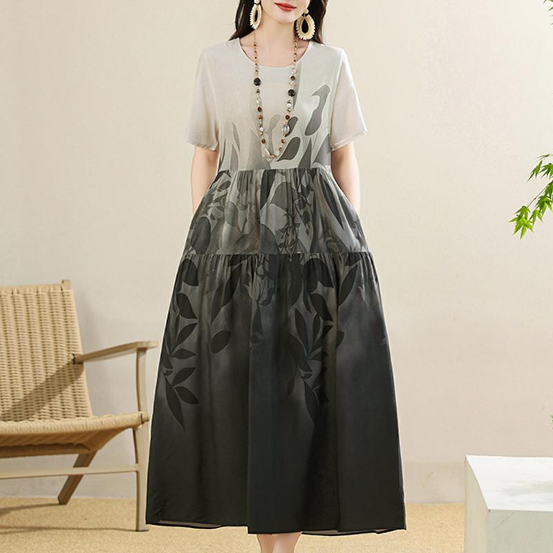 

Women s Plus Size Printed Maxi Dress, Loose Short Sleeve Casual Summer Long Dress (XL-5XL) 5XL