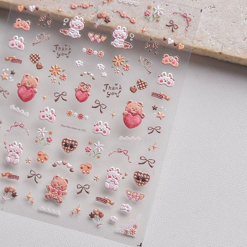 

Tomoni Cute Bear Rabbit Cat Cartoon Retro Japanese Style Nail Beauty Stickers [Order and Send Tweezers]] Hairy bear