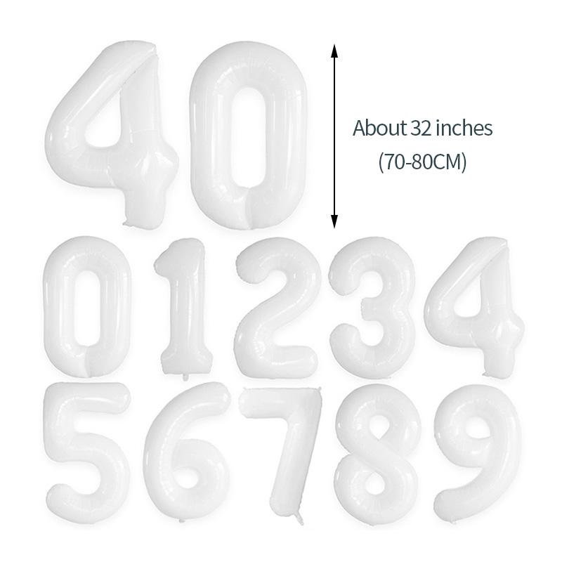 32 Inch White Number Balloons 0-9 Large Digital Foil Helium Ball Wedding Birthday Baby Shower Graduation Anniversary Party Decor