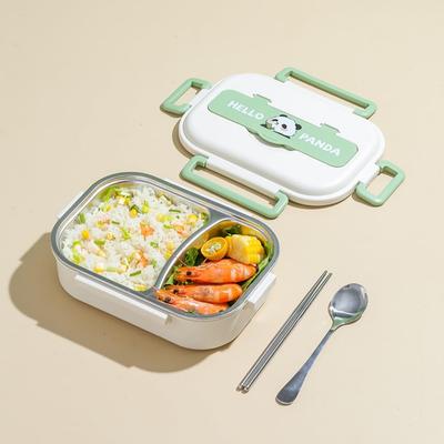 Bento-låda med stor kapacitet och integrerad 304 rostfri matlåda för mikrovågsugn, perfekt för kontoret, klubben, picknickar, middagsservis, ätpinnar, sked,