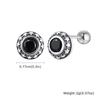 Vnox Gothic Black Zircon Stone Earrings for Men Women, Five Ponited Stars surrounding Stud Earrings, Unisex Brincos
