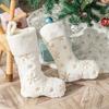 Winter White Christmas Stocking Hanging Bag Decoration Soft Textured Design Gift Storage Holiday Essential