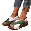 Sandals women's summer European and American fish mouth cross muffin thick-soled Velcro women's sandals 43