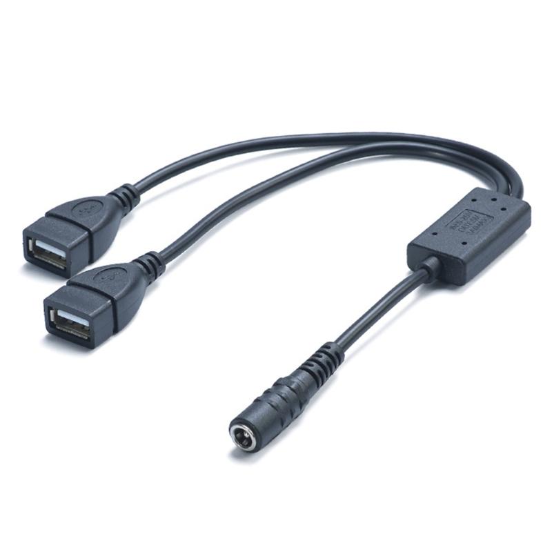 

Преобразователь-разветвитель питания DC5.5x2.1 мм (мама) на двойной USB (мама) Шнур питания для зарядки нескольких устройств, телефонов, планшетов 1