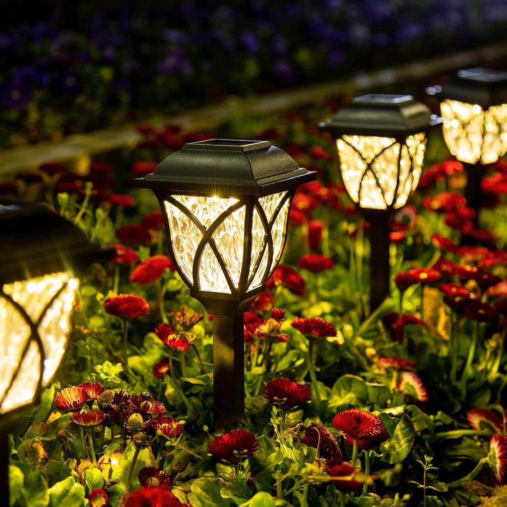 Solar Lights Outdoor Waterproof 2Pack LED Solar Garden Lights Outdoor Decorations Garden Decor for Yard Patio Landscape Planter Walkway