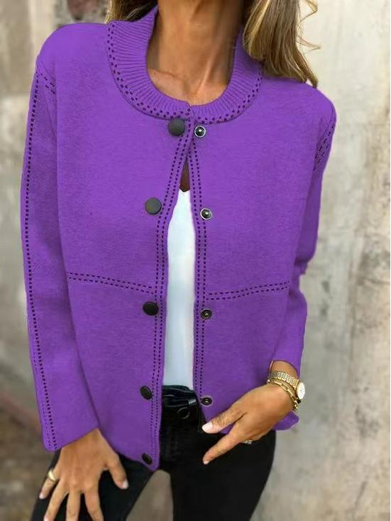 2025 Europäischer & Amerikanischer Gestreifter Lockerer Knopfleisten-Strickjacke für Herbst/Winter