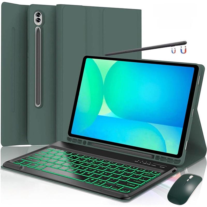 Compatible Samsung S10 FE+ Backlit Bluetooth Keyboard Protective Case, 13.1 Inch Galaxy Leather Case with Mouse