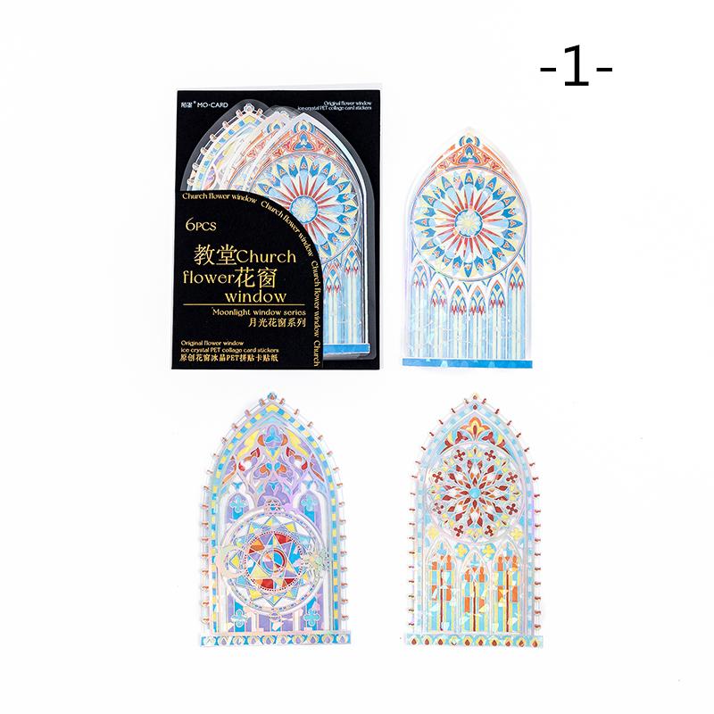 

6 листов/упаковка, винтажные наклейки для домашних животных, мечтательный красивый цветок, окно, дворец, церковь, узор, сделай сам, ремесло, материал для скрапбукинга