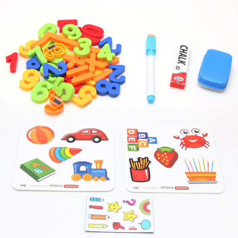 Children's Magnetic Drawing Board with Colorful Puzzle, Number & Letter Stickers - Preschool Creative Easel