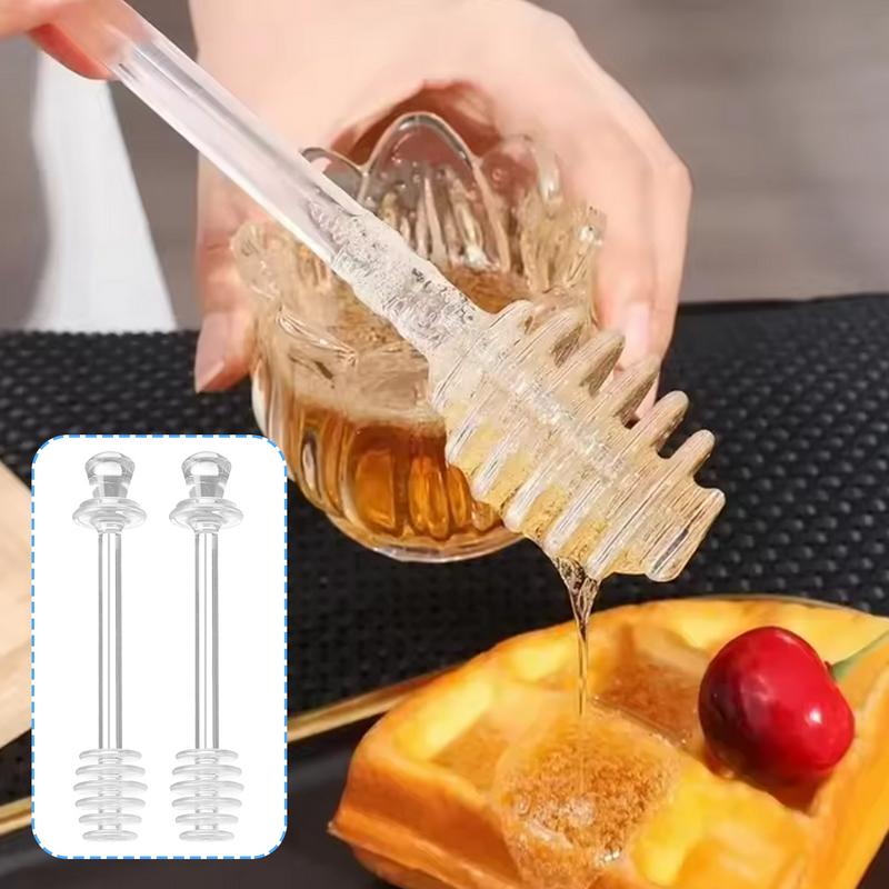 Honey Comb Sticks 2X Honey Server Kitchen Tools Clear Stir Wand For Collecting Dispensing Mixing Jam Beverages Pot Jar