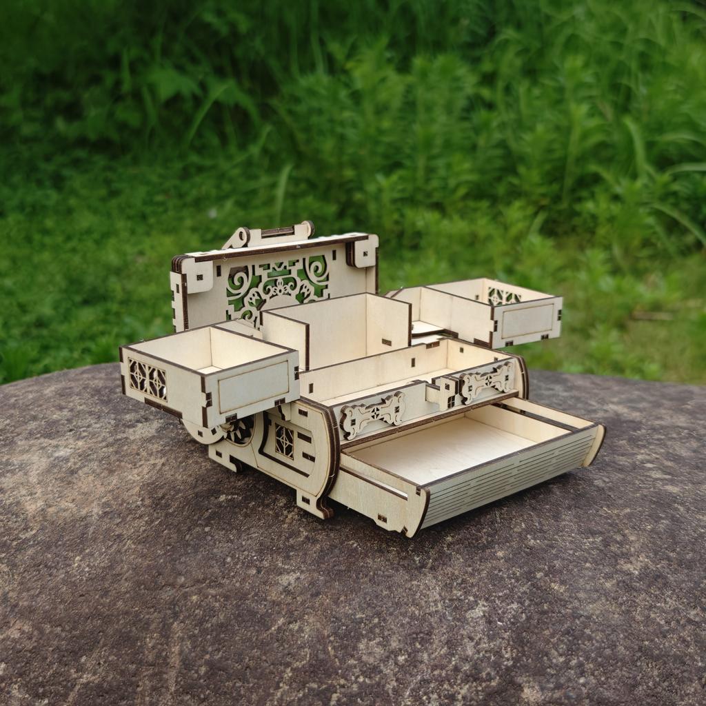 DIY 3D Treasure Box Wooden Puzzle Game Assembly Gift Gift Adult Building Block Jewelry Box