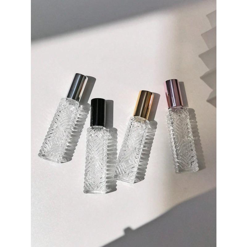 1pc 12ml Aluminum Alloy Spray Head Glass Bottle Diamond Pattern Small Perfume Atomizer Bottle