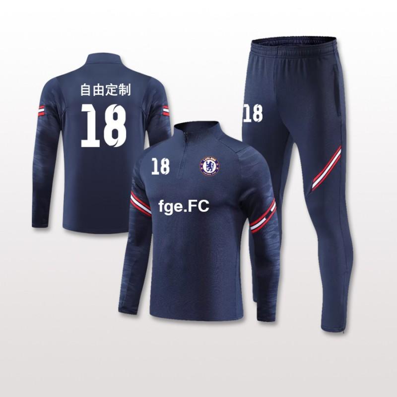Mens Womens Soccer Training Kit Set Long Sleeve Half-Zip Hoodie Sports Jersey Uniform Breathable Quick-Dry