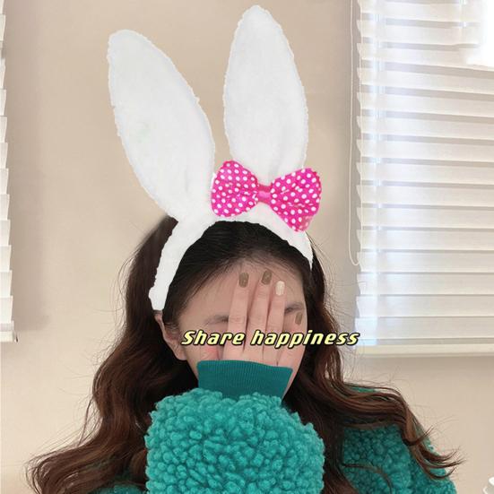 

Женская повязка на голову с ушками пасхального кролика, хвостовая шапка в форме банта, плюшевый забавный контрастный цвет, пасхальный обруч для волос, аксессуар для костюма