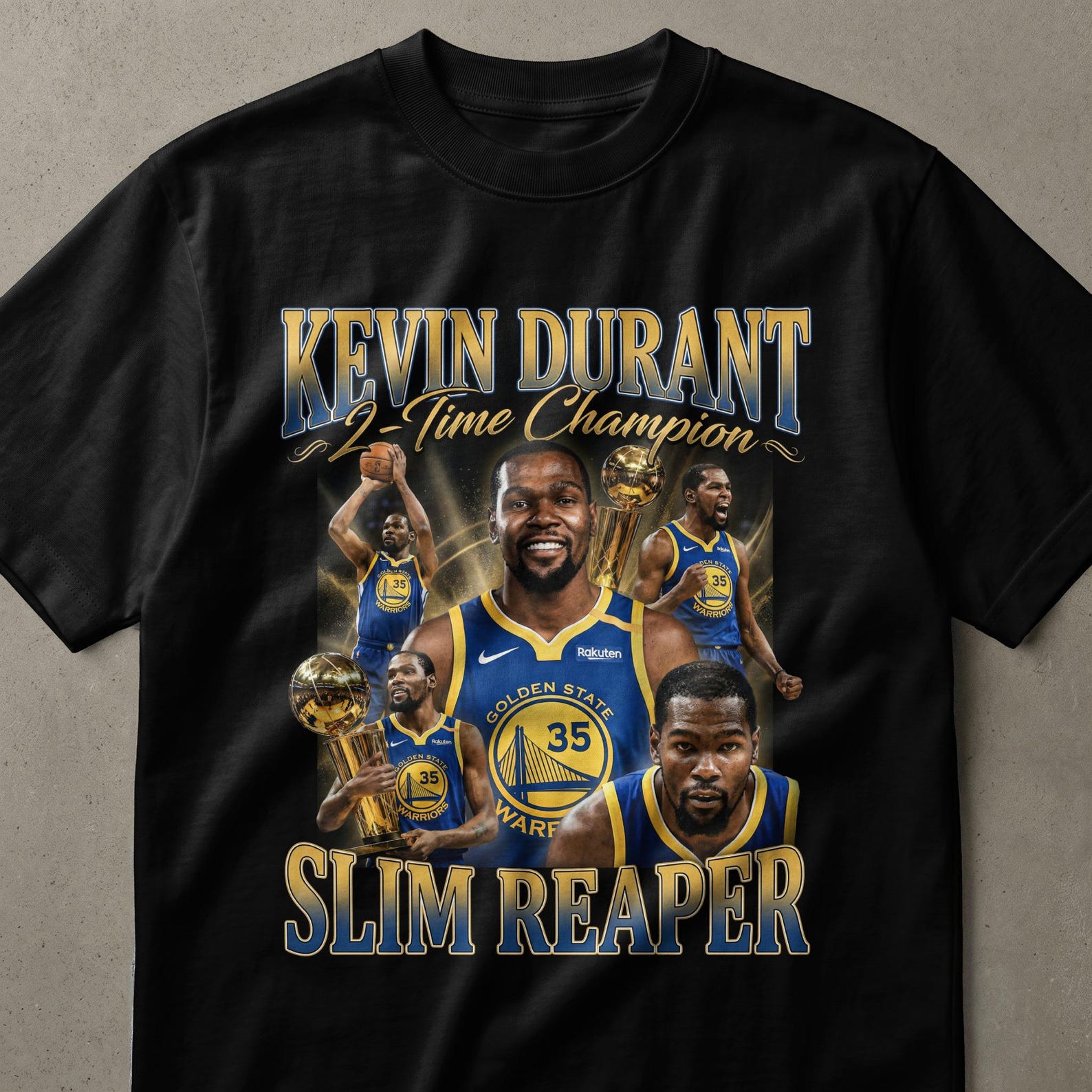 Kevin Durant 2-Time Champion T-Shirt, Slim Reaper Basketball Fan Tee, Player Legend Apparel, Sports Enthusiast Gift S