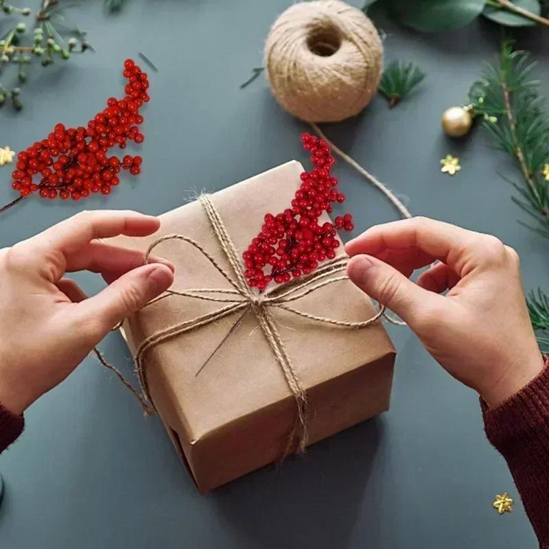 Christmas Artificial Berries Stem Red Fake Flowers Plant For Xmas Tree New Year Party Gift Christmas Supplies Home Decoration