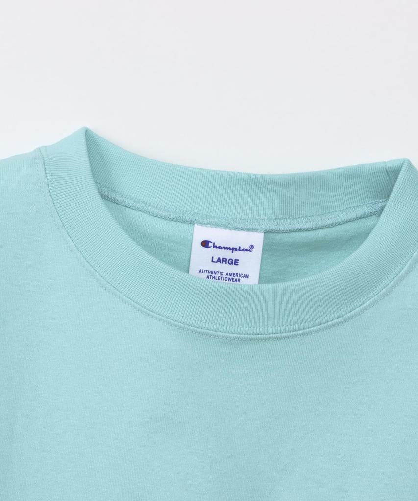 Short Sleeve Round Neck Cotton USA Short Sleeve Pocket Basic Light Blue Green [Champion] T-Shirt 100% T-Shirt C3-X357 Men's