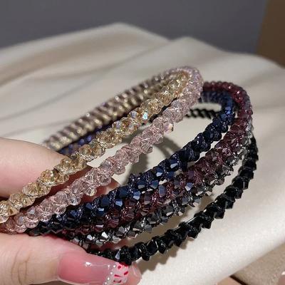 Fashion Crystal Bezel Headwear Women Headband Girls Vintage Hair Hoops Hair Accessories Hairband for Women