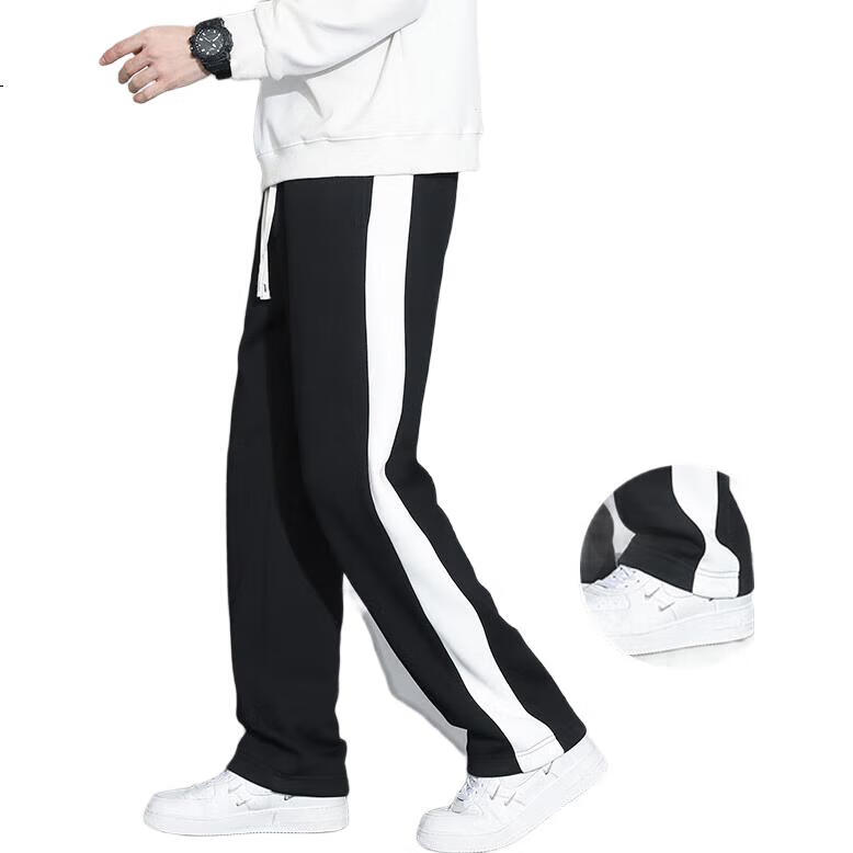 Foss Phil Men's Pants, Spring And Summer Loose Striped Casual Trousers, Draping Wide-Leg Straight Pants, Men's Clothing, 323 Dark Gray, XL