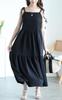 Guld Japan Plus Size Lång Camisoleklänning med Volanger Enfärgad Perfekt för och Storlek Kvinnors Fickor, Stretch, Färg, Vår, Sommar, Höst, 4L, Svart,