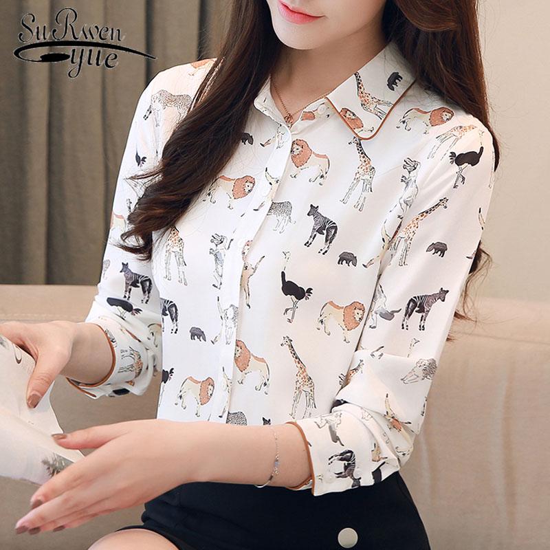SURWENYUE Moda mujer tops y blusas camisa de manga larga mujer blusa  estampado blusa camisa blusa gasa camisa comprar a buen precio — entrega  gratuita, reseñas reales con fotos — Joom