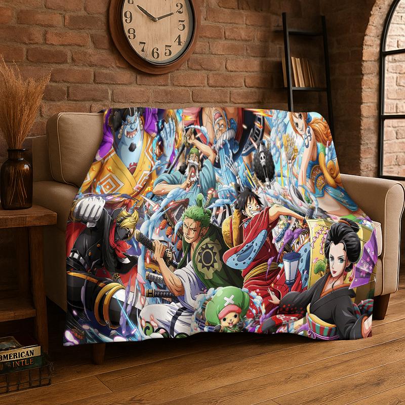 

Anime Zoro One P-Piece Cartoon Flannel Blanket Soft Warm Throw Blanket for Bedroom Living Room Bed Travel Camping Picnic Kid 75x90cm