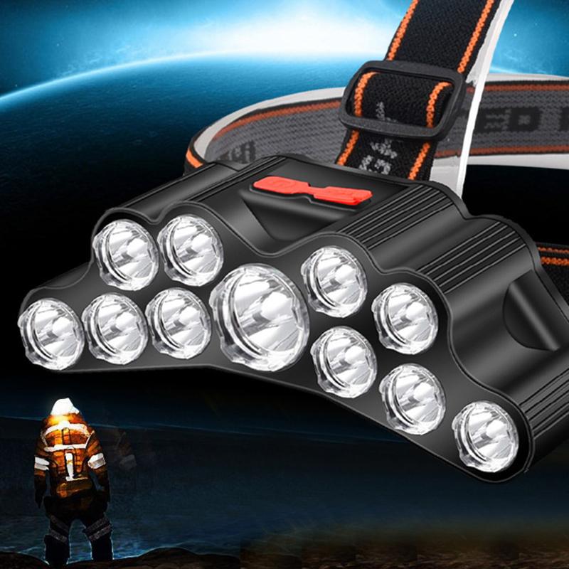 USB Rechargeable Headlight 11 LED Headlamp Strong Light Head Lamp Waterproof Built-in Battery Fishing Flashlight Outdoor Lantern