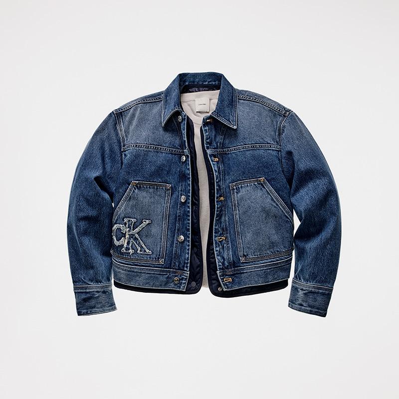 Calvin Klein Classic Letter Patch American Work Style Pure Cotton Trendy Denim Jacket Women Jackets 47E906G