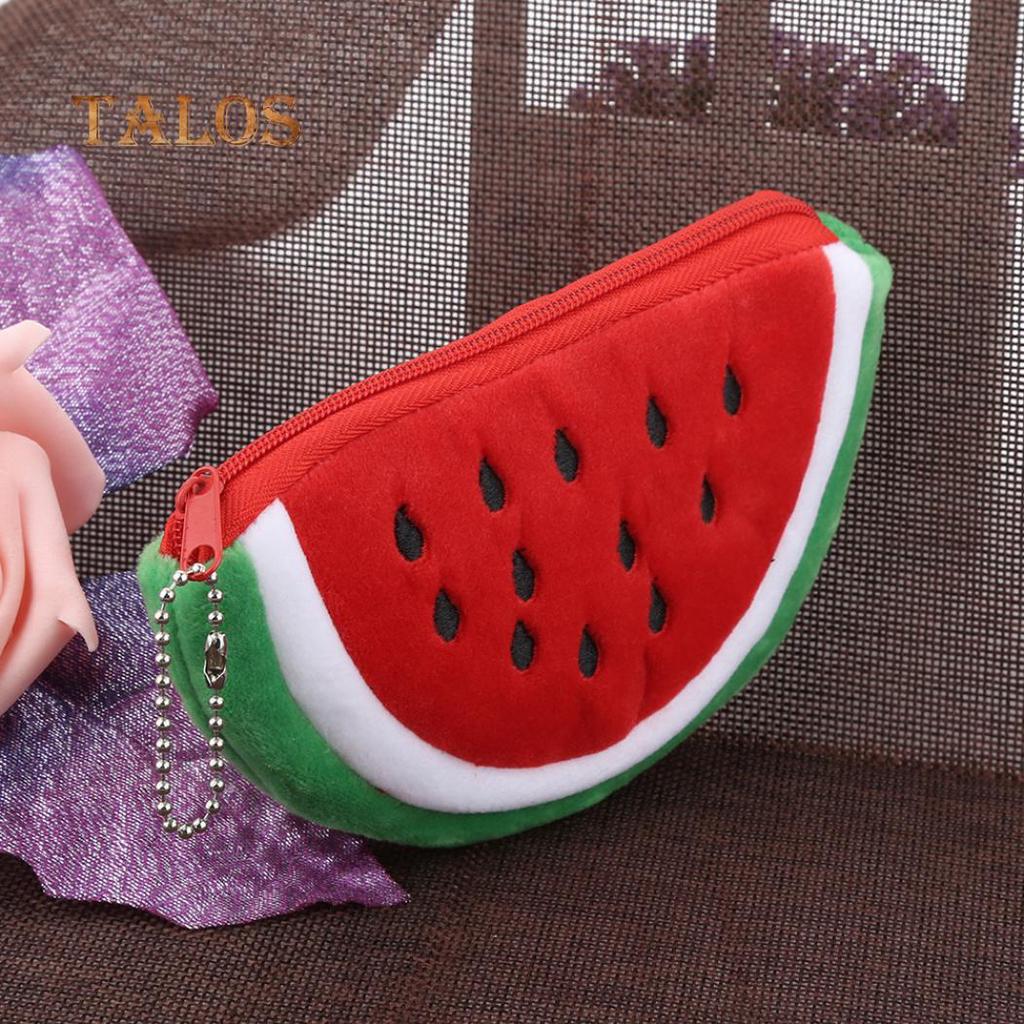 Watermelon Plush Key Coin Wallet Purse Cosmetic Makeup Pouch Phone Pencil Pen Bag Versatile Bags