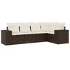 Vidaxl 5-Cz. Garden Furniture Set With Cushions, Brown, Poly Rattan