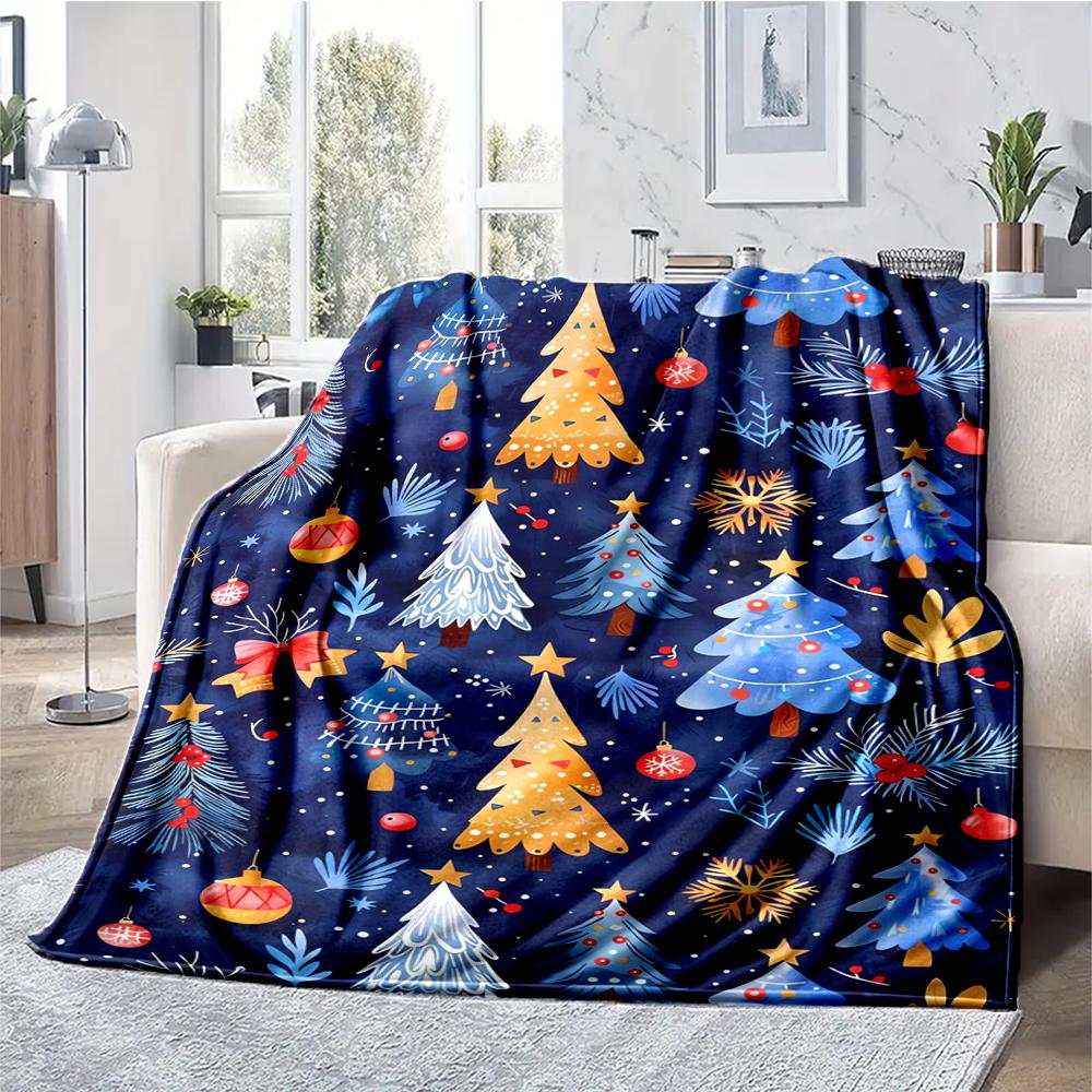 Christmas tree Theme Printed Blanket - Perfect for Couch, Bed, Travel & Outdoor Use | Machine Washable, Cozy & Durable.