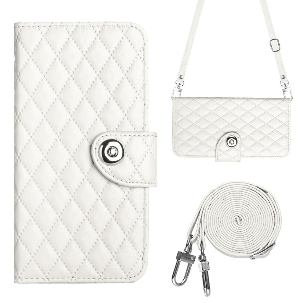 Multi 7 Card Crossbody Leather Wallet Case For Cricket Magic 2 Debut S3 Outlast Icon 6 Lanyard Checkered Wristlet Flip Cover
