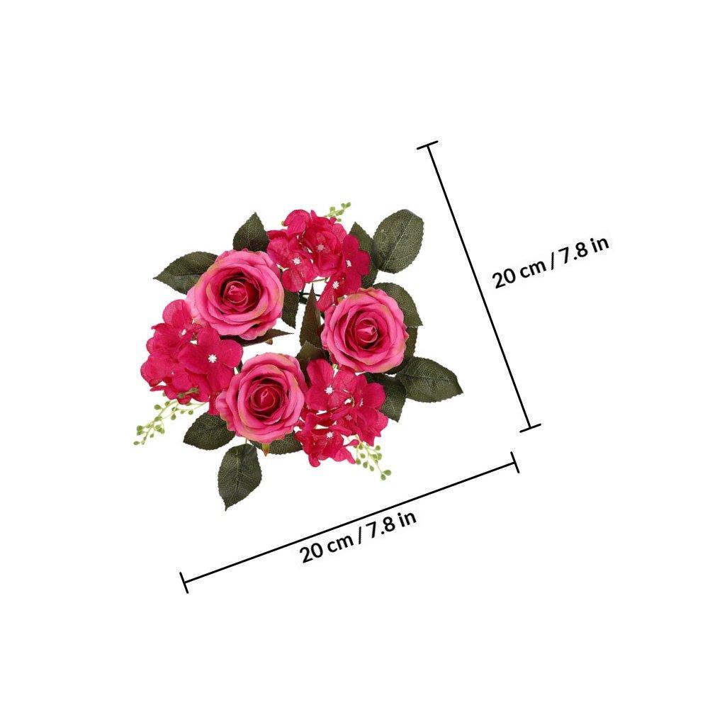 3Pcs Rings Artificial Rose Wreaths Lightweight Stylish Wreath for Wedding Party Table Decor Floral Ring