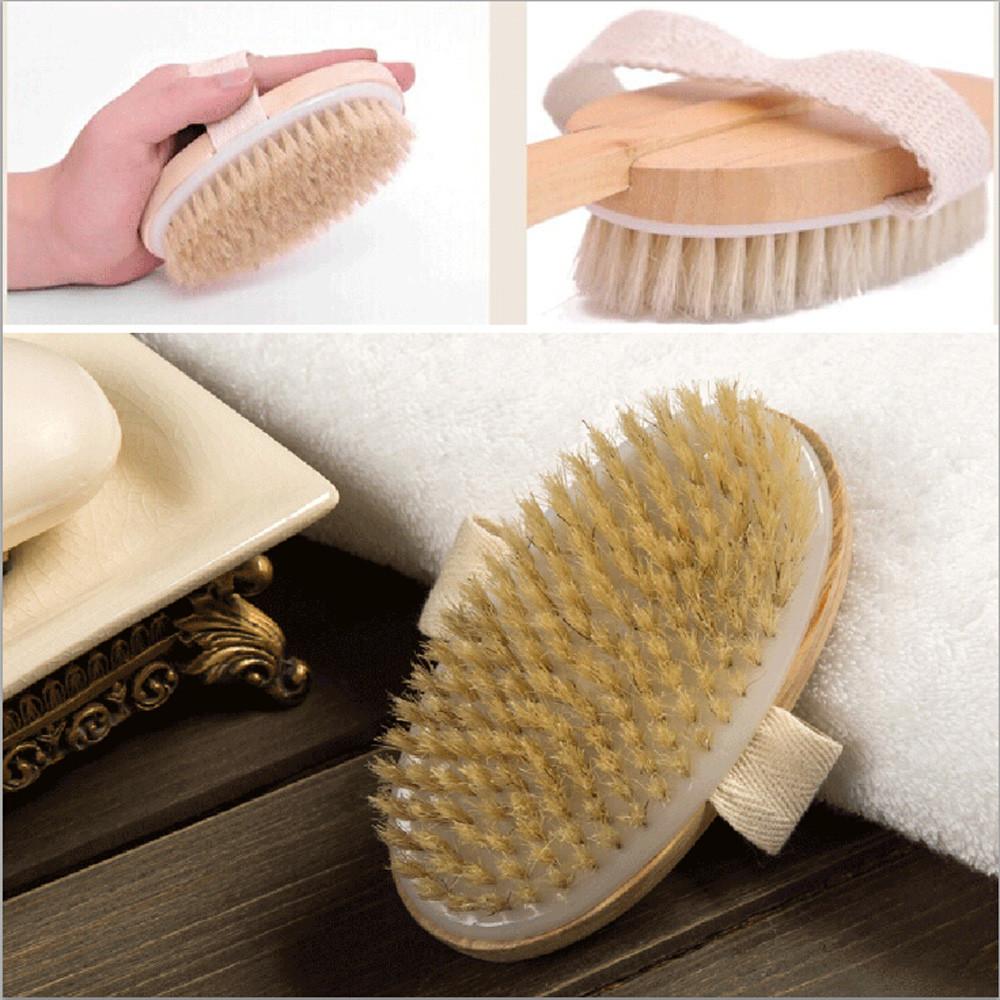 Bath Brush with Long Wood Handle - Back Body Shower Brush, Natural, for Spa and Bathroom