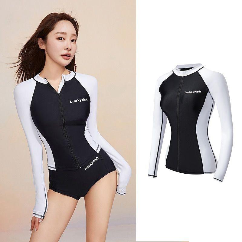Womens 2-Piece UV Protection Wetsuit Set Snorkeling Surfing Swimming Long Sleeve Quick Dry Rash Guard