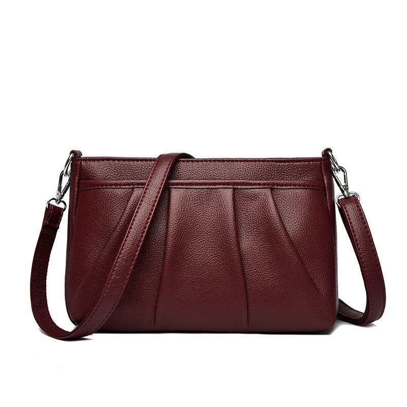 

New pleated small square bag women s fashion simple commuter underarm shoulder bag retro texture messenger mother bag фуксия
