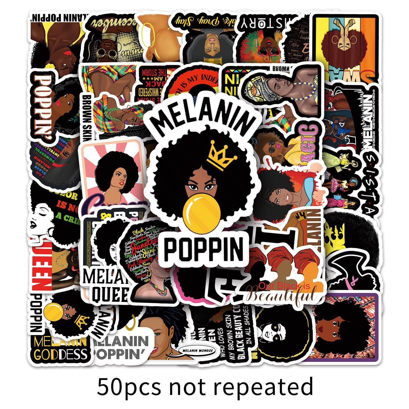 

50 Inspirational Black Girl Doodle Creative Suitcase Bicycle Scooter Waterproof Car Decoration Stickers