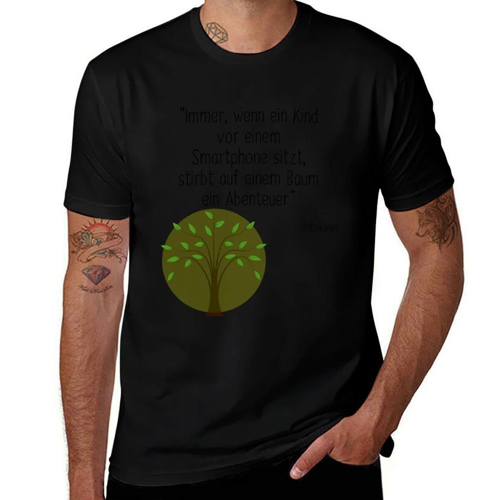 Child In Front Of Smartphone Adventure On Tree Dies Tshirt Gym Wear Breathable Short Sleeve Tee