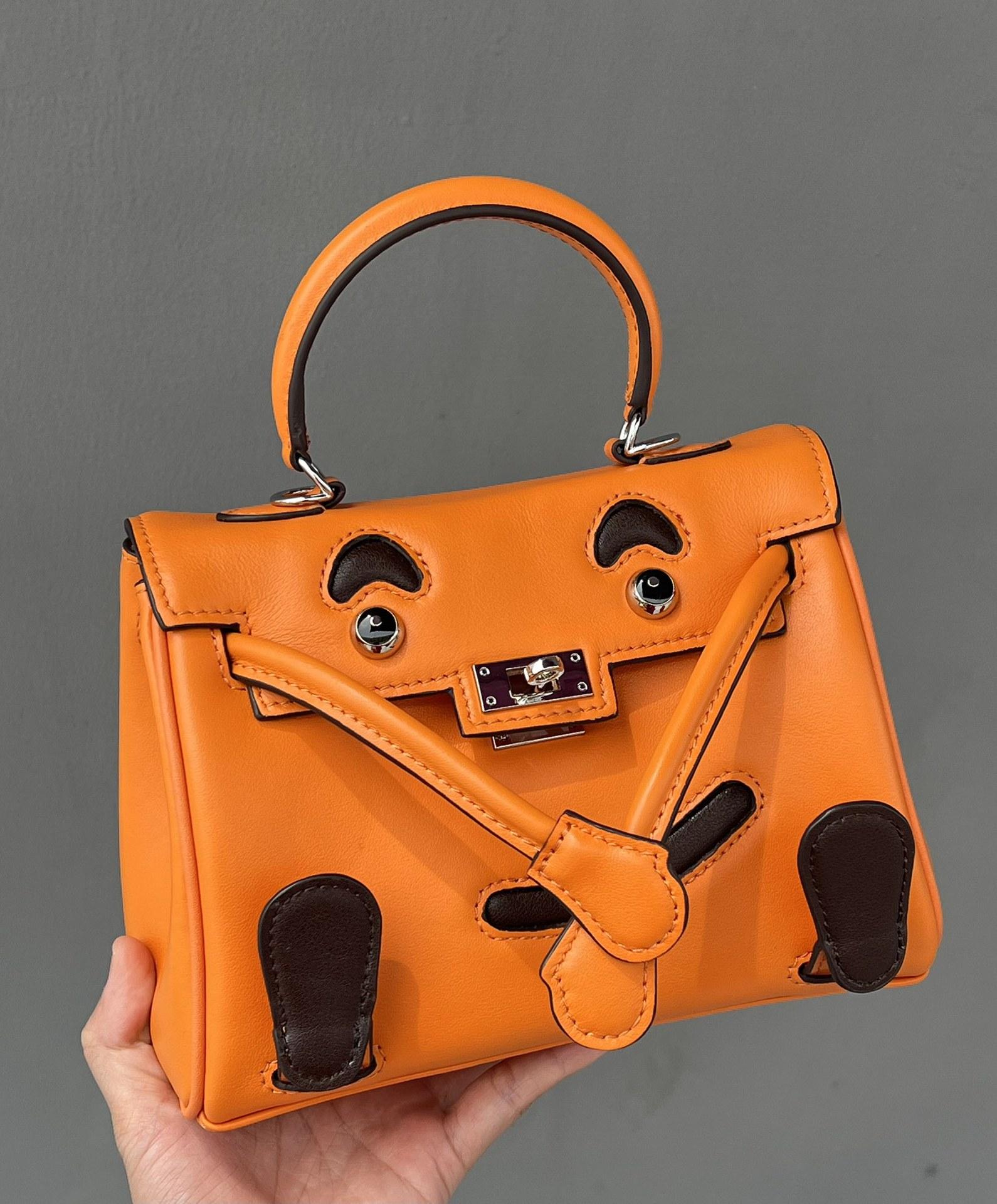 

Baobao Girl 2025 New And Leather Trim Mini Top Layer Cowhide Swift Fashion Bag Single Shoulder Handheld Bag 20x15x8 оранжевый