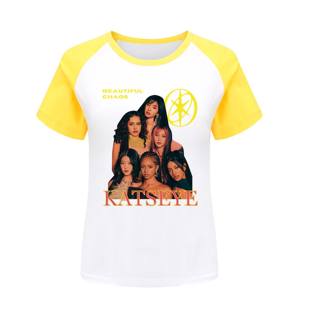 5346 Kids Girls KATSEYE Print Raglan Sleeves Cotton T-Shirt