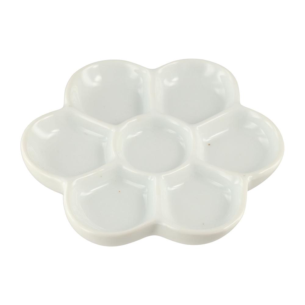 White Ceramic Paint Palette Portable Porcelain Palette Plum Blossom Paint Plate  Watercolor Dish