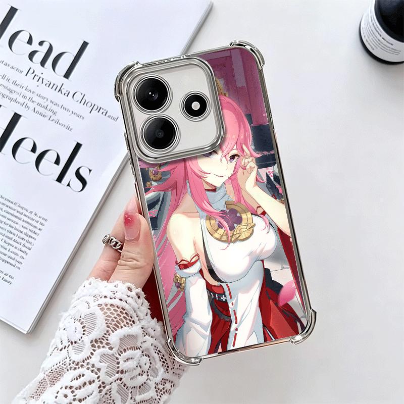 Genshin Impact Yae Miko Plating Phone Case For Xiaomi Redmi Note 14 15 Pro Plus 13 12 11 11S 11T 10 9S 9 5G Anti-Fall Airabag Co