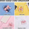 5-Pack Pu Leather Bows Shape Cable Clips - Various Colors (cyan, Beige, Light Brown, Pink, Purple) For Storage Usb Cablesr
